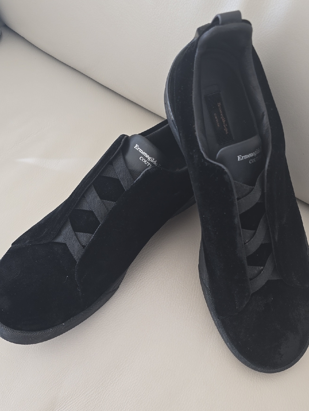 MEN'S Ermenegildo Zegna Black Velvet Low-Top Sneakers